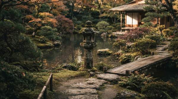 Editorial illustration for Stone, Water, Plants: How Traditional Japanese Gardens Distill Nature into Tranquility